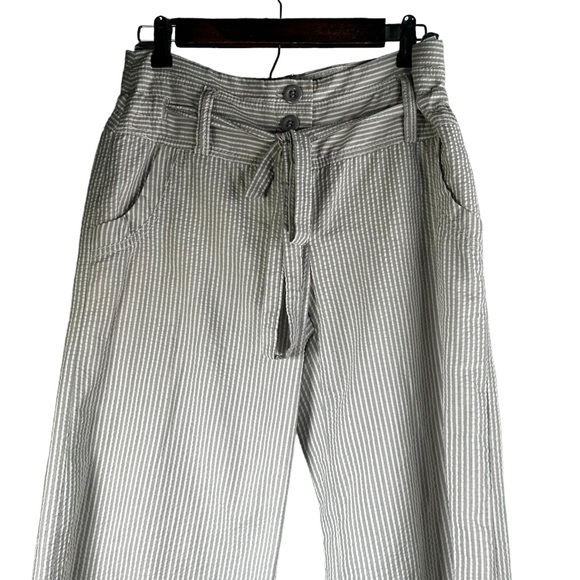 Anthropologie Elevenses Striped Wide Leg Seer Sucker Pants Size 6 - Picture 5 of 9